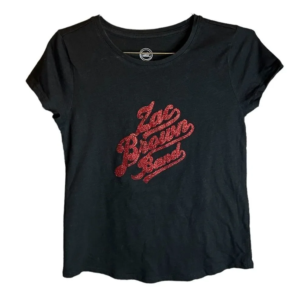 5 for $25🔥Girls Large (10-12) Wonder Nation Black‎ Zac Brown T-Shirt